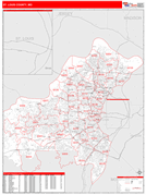 St. Louis County, MO Digital Map Red Line Style